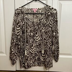 Lilly Pulitzer Etta Animal Print Tassel Top